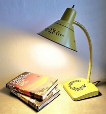 Vtg MCM Gooseneck Toleware Desk & Mount Lamp Light RARE Mustard Yellow Wreath  picture