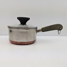 Revere Ware 1 Qt Quart Copper Clad Bottom Sauce Pan Pot w Lid Clinton IL Vintage picture