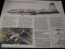 CLOSE UP ~ Martin B-26 Marauder Military Aircraft Plane Profile Data Print picture