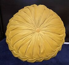 Round Velvet Throw Pillow Pumpkin Yellow Gold Chair Sofa Cushion Bedroom Decor picture