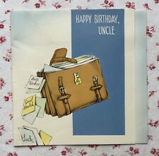Vintage 1940s UNUSED “Happy Birthday, Uncle” Brief Case Greeting Card picture