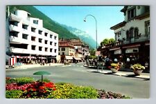 Switzerland, Interlaken Bahnhofstrasse, Vintage Postcard picture