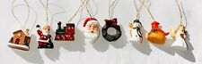 Lot of 8 Vintage MINI Christmas Ornaments Santa Snowman Mixed Plastic Resin picture