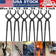 6Pc V Bolt Tongs Set Blacksmith Forge Tong Set Includes 3/8 1/2 5/8 3/4 7/8 1'' picture