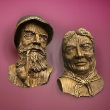 Charming Vintage Bavarian Wall Hanging Decor Set - German Man with Pipe & Woman picture