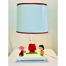 Vintage Charles Schulz Peanuts Snoopy Charlie Brown Lucy wooden lamp RARE picture