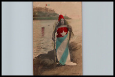 CUBA SPAN AM WAR WOMAN CUBAN FLAG DRESS POSTCARD SPAIN RPPC 1910s PHOTO 400 picture