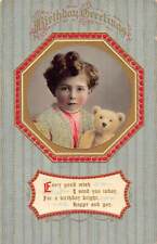 J77/ Teddy Bear Postcard c1910 Comic Toy Cute Girl Fancy Frame 330 picture