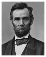 PRESIDENT ABRAHAM LINCOLN BEARDED PORTRAIT 8X10 B&W PHOTOGRAPH picture