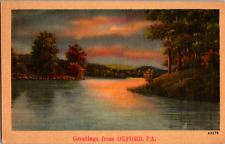 C. 1930's Greetings From Oxford PA Sunset Lake View Scene Pennsylvania Postcard picture