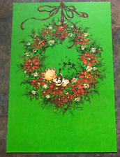 Mary Hamilton Angel Girl Mandolin Poinsettia Wreath Christmas Card Vtg Hallmark picture