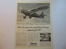 1947 STINSON VOYAGER Personal Planes vintage art print ad picture