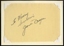 Jane Bryan d2009 signed autograph 3x5 Cut Actress Philanthropist Arts Patron picture