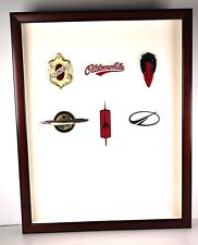 OLDSMOBILE Badges of Honor Dealer Display 6 Emblems Framed w/Paperwork picture