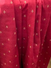 2 Fleur-de-Lis Custom Made Cotton Curtain Panels in Red Cotton with Lining YY972 picture
