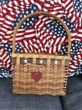 Vintage Country Cottage Patriotic Basket American Theme Amish Made & Signed picture