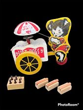 EXTREMELY RARE 1940s Pepsi Cola Wooden Hot Dog Cart Pull Toy Dog Metal Umbrella picture