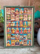 1900's Old Vintage Lithograph Print Of All Hindu Religion Gods & Goddess Framed picture