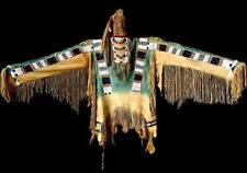 Old American Handmade Beige Buckskin Suede Beaded Powwow Regalia War Shirt  NS98 picture