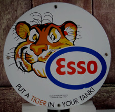 ESSO, PUT A TIGER IN YOUR TANK SIGN   PORCELAIN COLLECTIBLE, RUSTIC picture