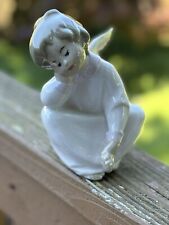 Lladro? Not Marked #4961 ANGEL DREAMING Figurine Glossy Porcelain 6.5
