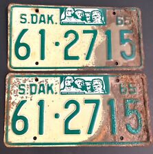 Vintage 1965 South Dakota License Plate Set Pair picture