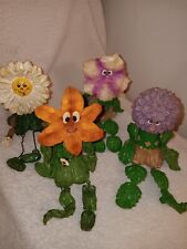 Lot Of 4 Vintage Anthropomorphic Shelf Sitters Flowers Only Resin Set Flowers picture