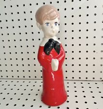 Vintage Choir Singing Boy Ceramic Figurine Decor Red Black 10.5” Height picture