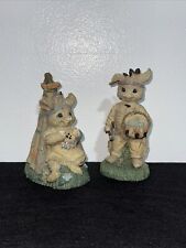 Vintage Set Of 2 Native American Indian Pig Figurines Teepee and Bowman 4’ picture