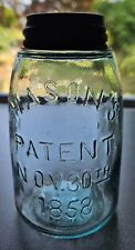Vintage Mason's 1858 PINT Lt. Green Beehive Small Mouth Fruit Jar W/ Lid picture