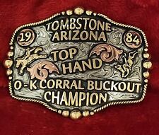 RODEO CHAMPION TROPHY BUCKLE☆1984☆PRO ALL AROUND☆TOMBSTONE  ARIZONA☆RARE☆869 picture
