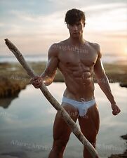 8x10 Male Model Photo Print Muscular Handsome Beefcake Shirtless Hunk -RR1047 picture
