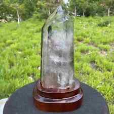 3.69LB Natural Phantom Ghost Clear Quartz Crystal Point Tower Reiki+Stand picture