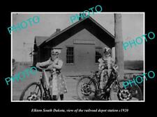 OLD LARGE HISTORIC PHOTO OF ELKTON SOUTH DAKOTA RAILROAD DEPOT STATION c1920 picture