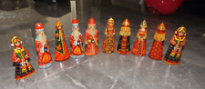 Lot of 10 Russian Folk Art Ornament Doll Hand Carved Painted Signed Christmas picture