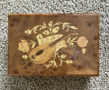 VTG Torna a SorrentoItaly Brown Music Box Inlay Wood Floral Memories Violin Shin picture