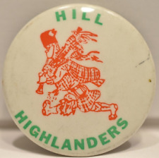 Vintage 1970s Hill Highlanders Scottish Pipe Musician Pinback picture