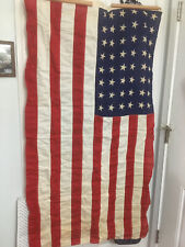 Vintage Antique 1912-1959 Cotton Printed  48 Star US Flag Sewn Stripes picture