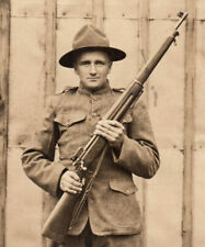 World War I Soldier M1917 Enfield Rifle U.S. Army Real Photo Postcard RPPC picture