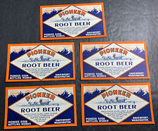 Lot Of 5 Soda Pop Labels C 1930’s Pioneer Root Beer  Super Graphics picture