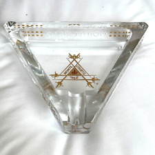 MONTECRISTO Triangle Clear Glass One-Slot Cigar Engraved Sword Logo Ashtray RARE picture