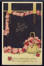 VTG Postcard Antique 1907-15, Embossed, A Happy Birthday, Pink Floral Garland picture