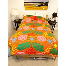RARE VTG MARIMEKKO Reversible Onni Comforter - Twin/Full - White/Orange Floral picture