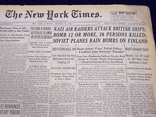 1940 JANUARY 30 NEW YORK TIMES - NAZI AIR RAIDERS ATTACK BRITISH SHIPS - NT 207 picture