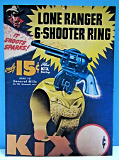 LONE RANGER 6-SHOOTER RING RETRO AD BY GENERAL MILLS ON HEAVY CARDBOARD BACKING picture