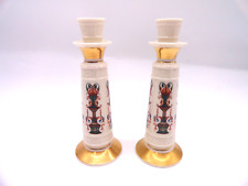 LENOX Pair Two Candlestick Candle Holders Lido Ivory Hand Decorated 24k Gold picture
