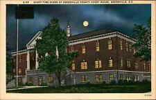 Postcard: G-83 NIGHT-TIME SCENE OF GREENVILLE COUNTY COURT HOUSE, GREE picture