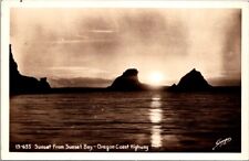 SAWYERS RPPC Sunset From Sunset Bay View Oregon Coast Highway Vintage Postcard picture