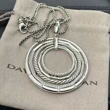 David Yurman Sterling Silver Stax Large Pendant & Necklace with Diamonds Chain picture