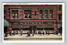 Buffalo NY-New York, The National Drug Store, Advertising, Vintage Postcard picture